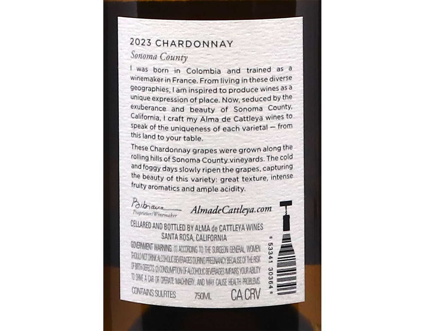 Alma de Cattleya Sonoma County Chardonnay 2023