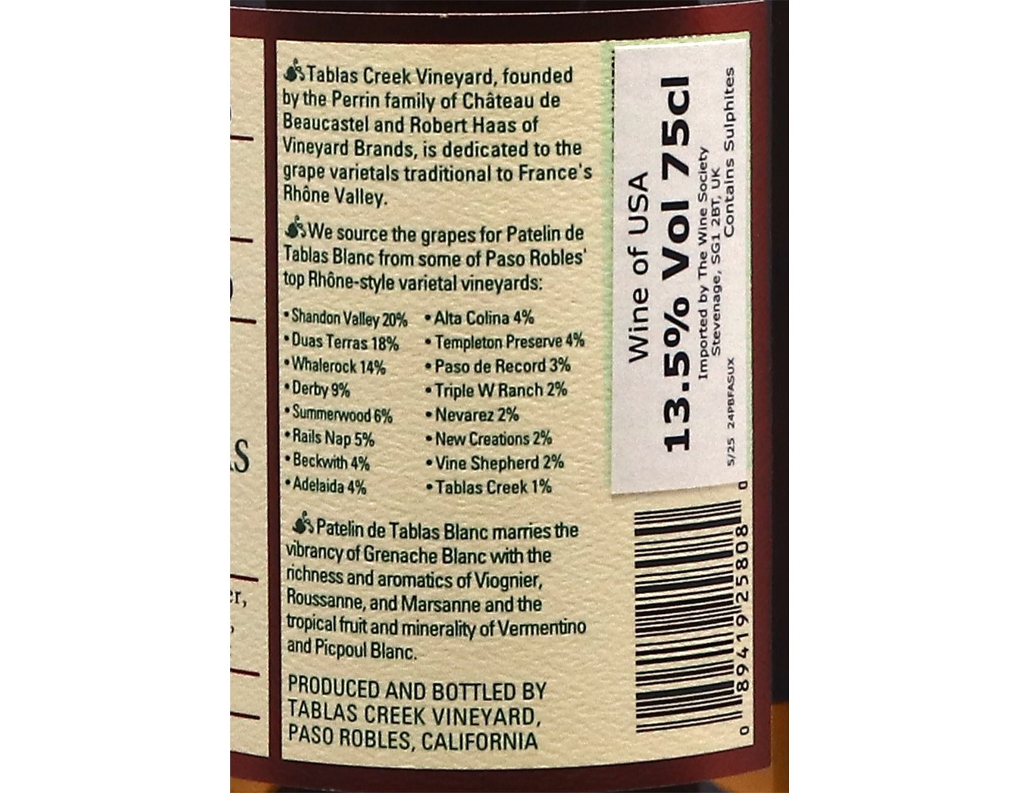 Tablas Creek Patelin de Tablas Blanc Paso Robles 2024