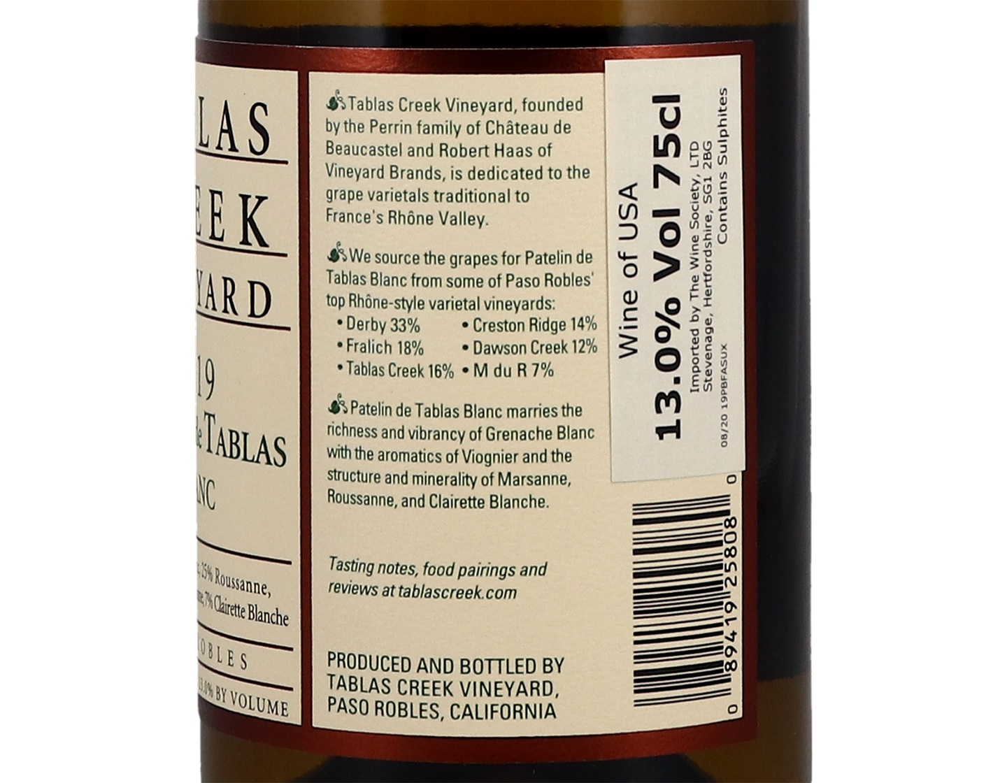 Tablas Creek Patelin de Tablas Blanc Paso Robles 2019