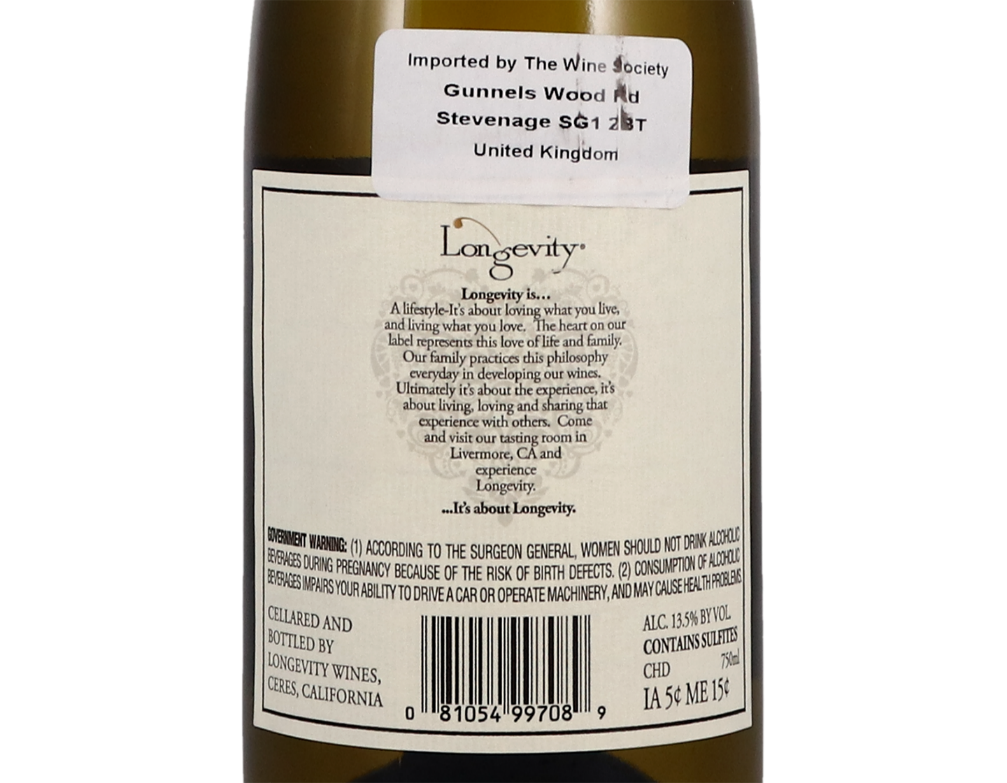 Longevity Californian Chardonnay 2019