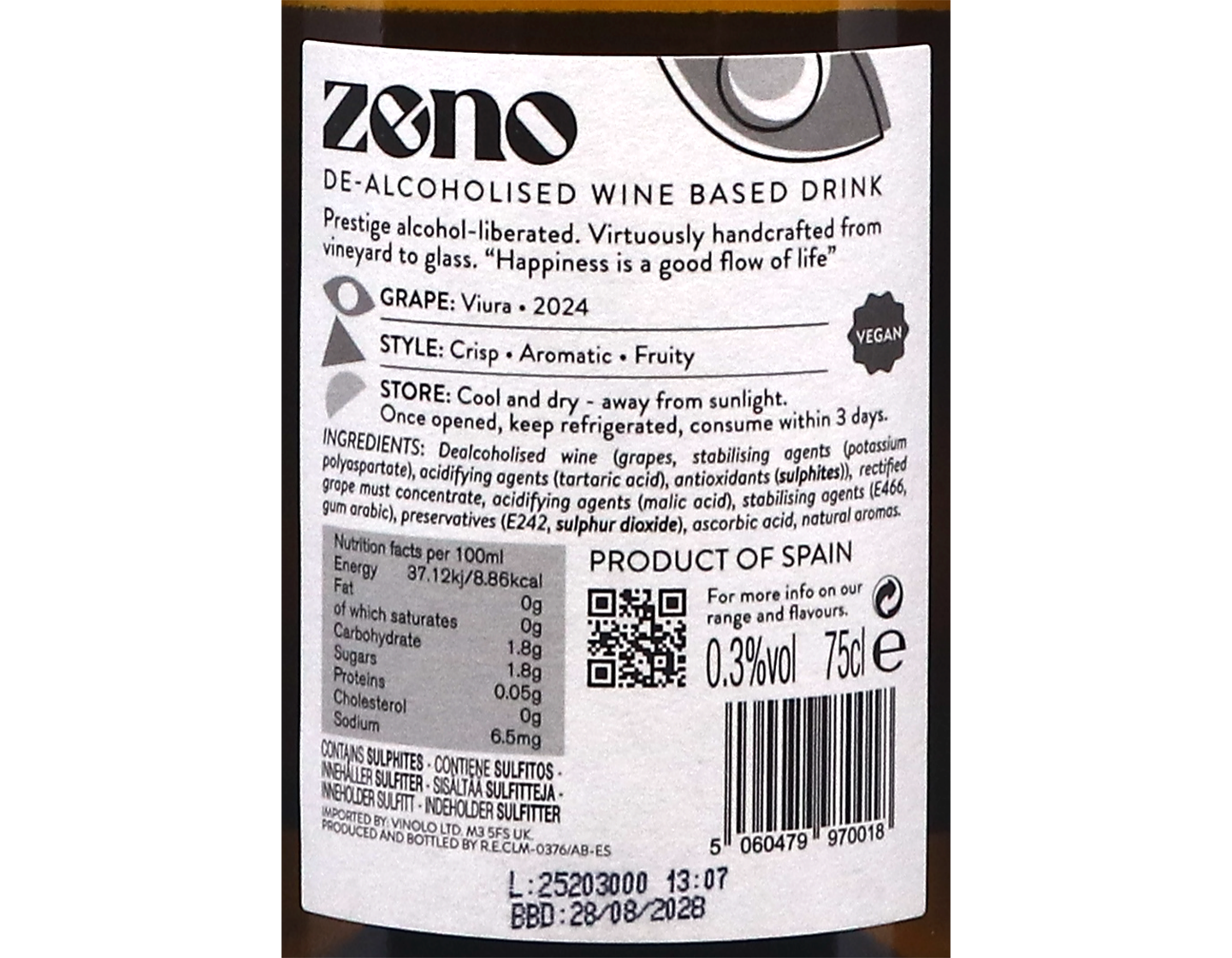 Zeno 'Alcohol Liberated' Viura 2024 Spain