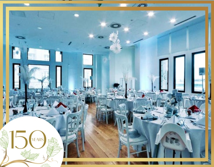 Internal shot of Royal Liver Building set up for a dinner