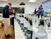 Buyers Matthew, Fiona and Freddy blind tasting wines