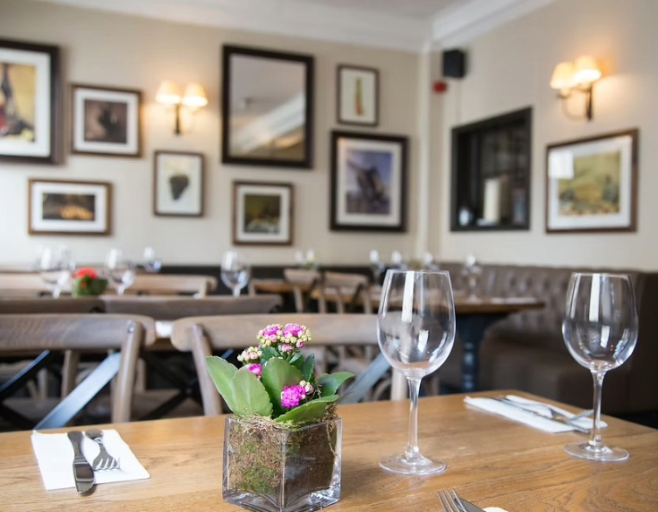 Internal table shot at The Salamander pub, Bath