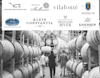 Black and white cellar image with winery logo banner view 1